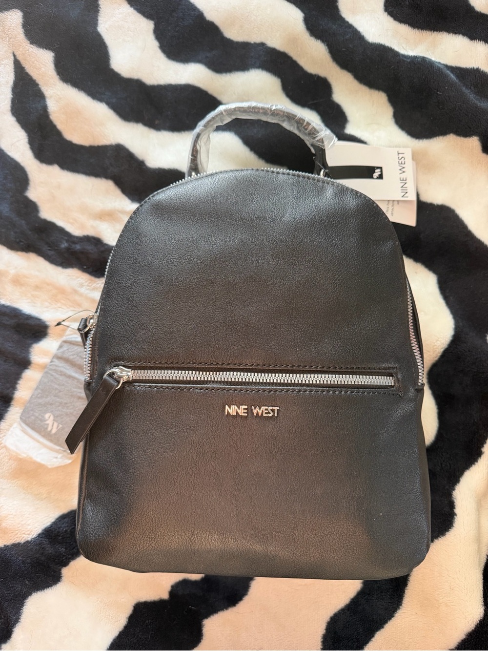 Nine West Vander Black Logo Medium Dome Ladies Adjustable Backpack Bag Purse